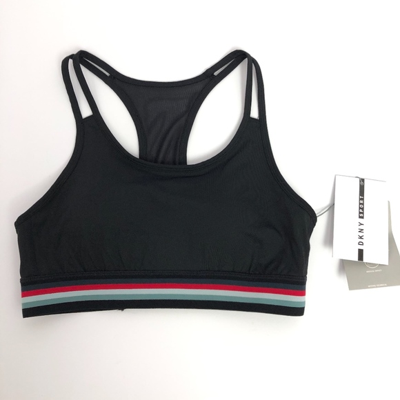 Dkny Womens Sports Bra Black Medium With Stripe - Picture 3 of 5